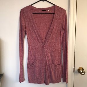 Maroon colored cardigan with pockets